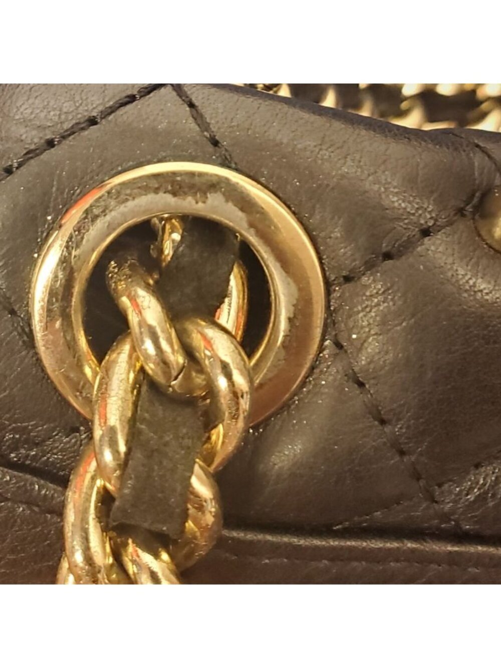 Rebecca Minkoff Quilted Black Leather Crossbody Bag With Gold Chain Strap & Blue - Picture 2 of 16